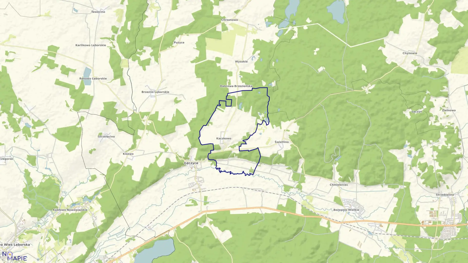 Mapa obrębu Kaczkowo w gminie Łęczyce